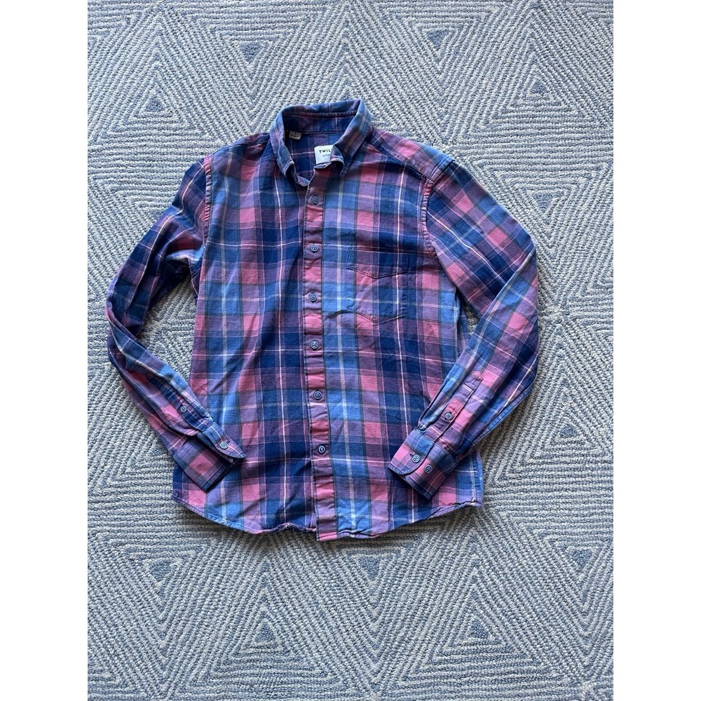 Twillory Untuck(able) Long Sleeve Flannel Shirt - Blue/Pink -‎ Small
